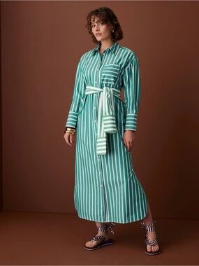 ROSIE ASSOULIN x TARGET Tie-Waist Striped Poplin Shirt Dress - Sz M NWT!